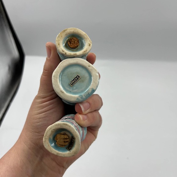 Vintage Barrels Salt Pepper & Vinegar Shaker Set Dispensers 4 Pieces Japan Made - Picture 3 of 9